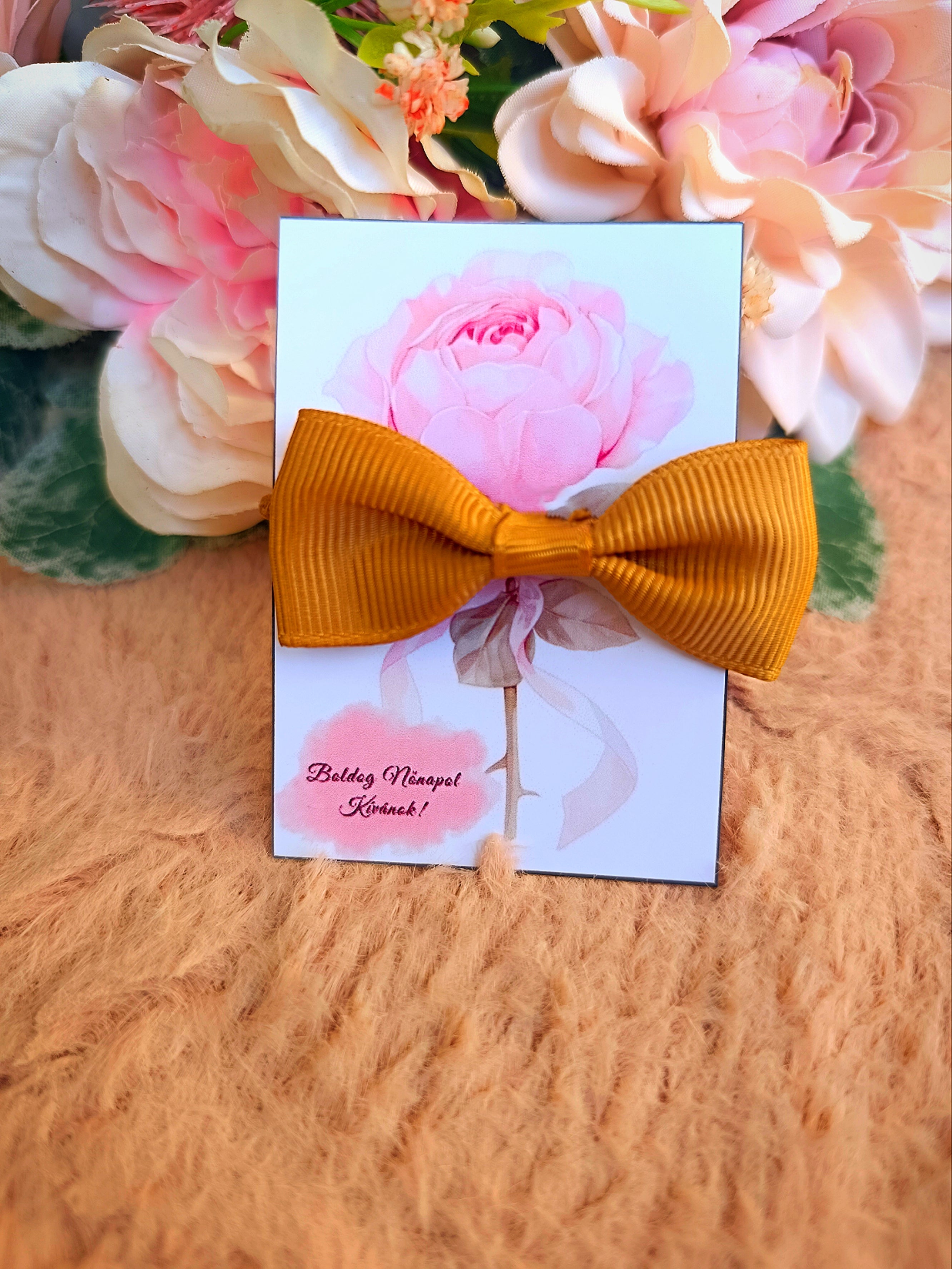 Ajándék masni hajgumi nőnapi barna